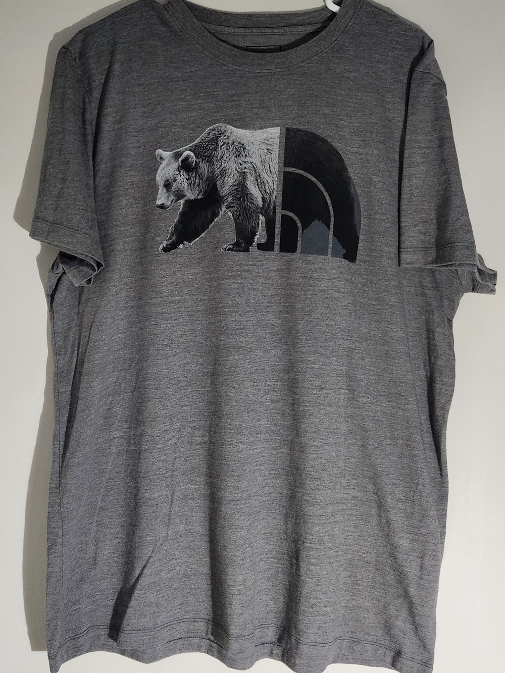 The North Face Grey Bear Print T-shirt, Short Sleeve, Men's XL